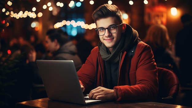 Focused businessman and confident girl freelancer working in cafe looking into camera