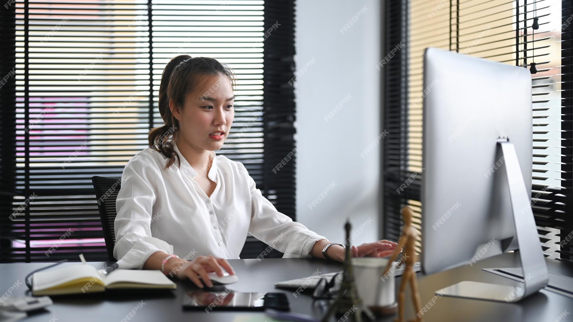 Premium Photo  Top view of gray desk prepared for work and