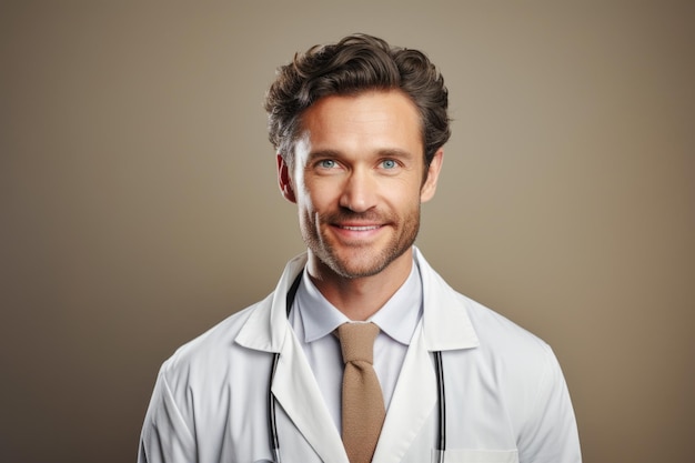 Focused on Care Young Caucasian Doctor in his 30s Pensive CloseUp Portrait