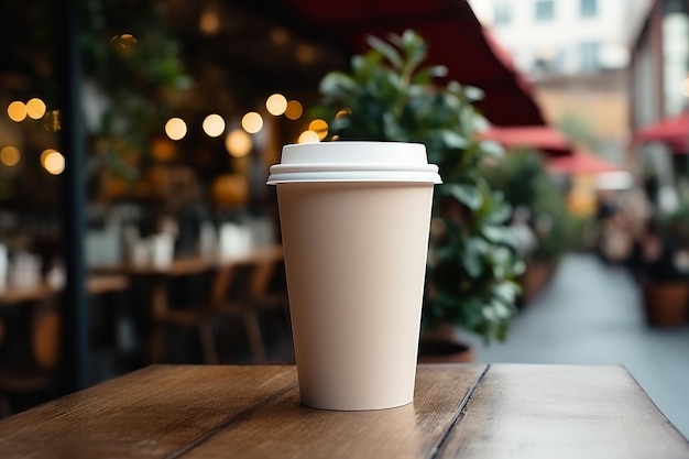 focused coffee paper cup at shop