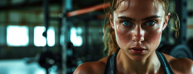 Focused Female Athlete in the Gym