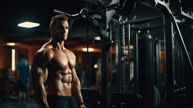Focused Fitness Attractive Man Engaged in Intensive Training Exercises Ai