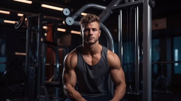 Focused Fitness Attractive Man Engaged in Intensive Training Exercises Ai