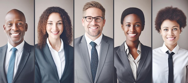 Focused Group Portraits Collage van etnisch diverse zakelijke professionals