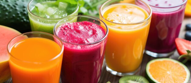 Photo focused on healthy vegetable smoothie and juice