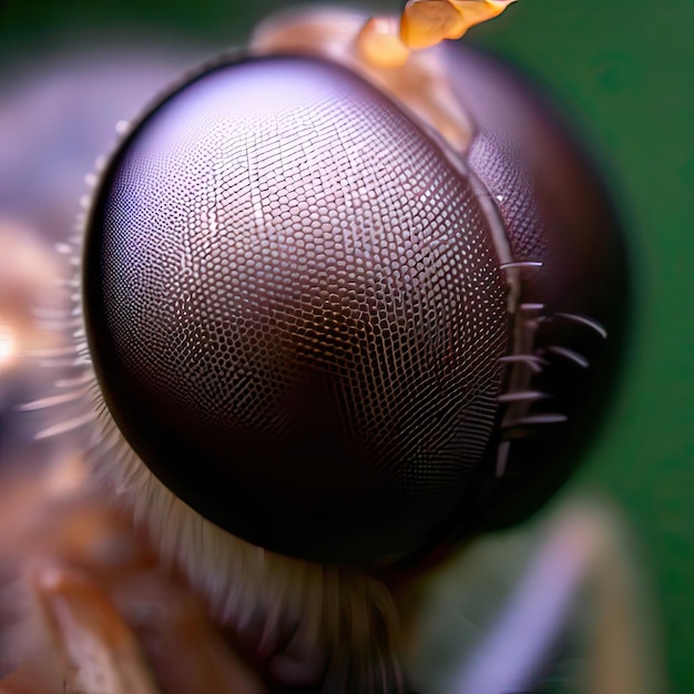 сфокусированное макроизображение глаза мухи Генеративный ИИ
