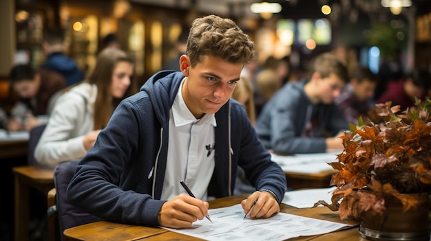 Focused Student Taking Exam