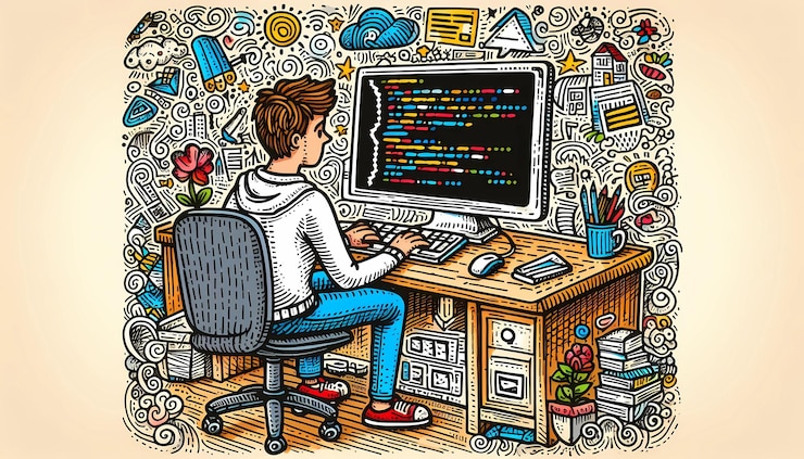 Photo focused web developer at work
