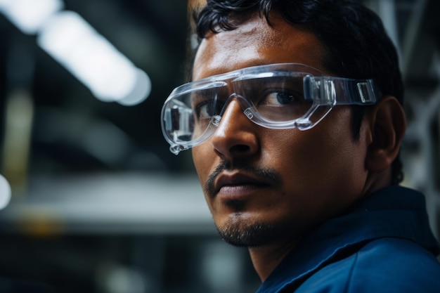 Сосредоточенный рабочий человек портрет технологического промышленного комплекса фабрики производственной линии рабочие сталкиваются
