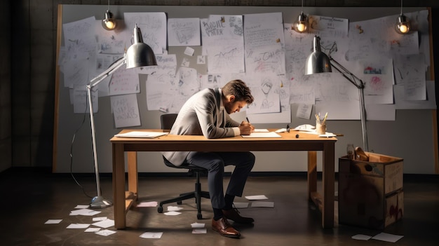 Focused Writer Deep in Thought Whiteboard Insight