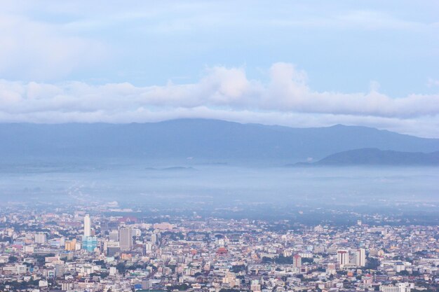 Fog covered the city at Hatyai Thailand