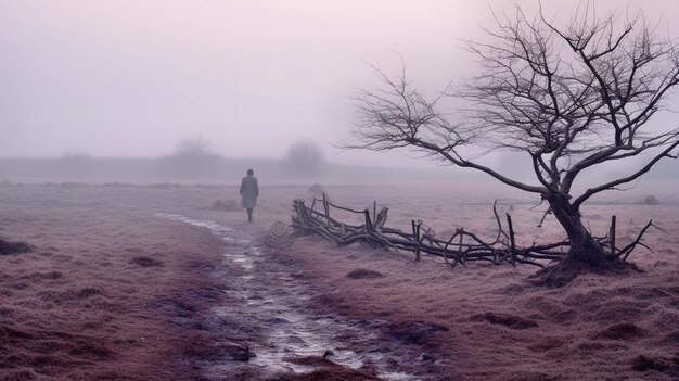 fog on the ground at dusk