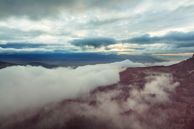 Photo fog in the high mountains