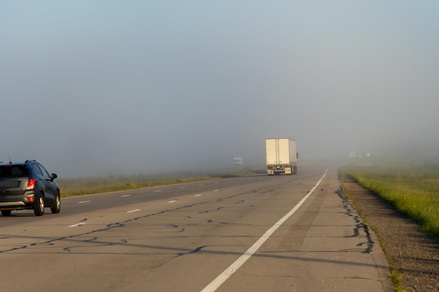 fog on interstate highway road