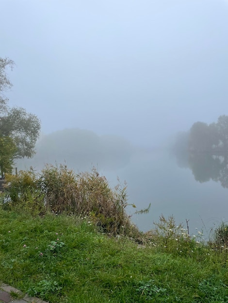 fog over the lake in the morning