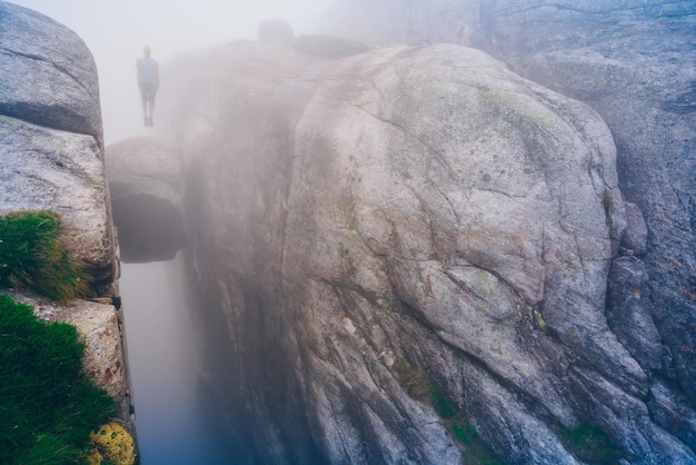 Fog in river stone