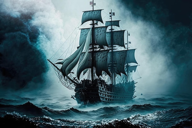 Туман и вода для модели пиратского корабля