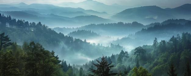 FogCovered Mountain Range