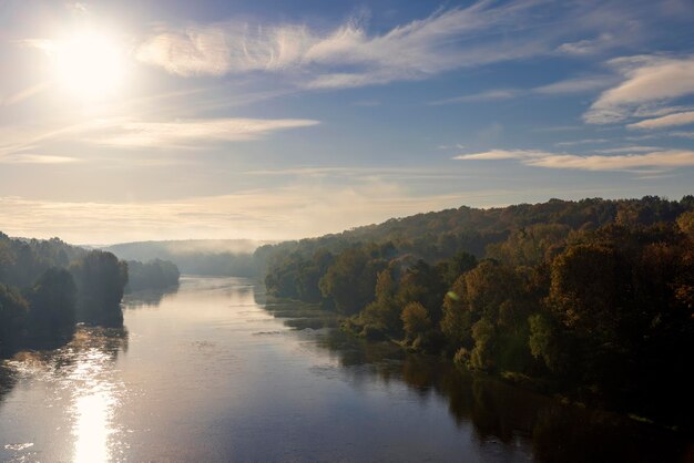 Fogcovered river in early autumn