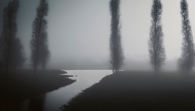 foggy calm forest