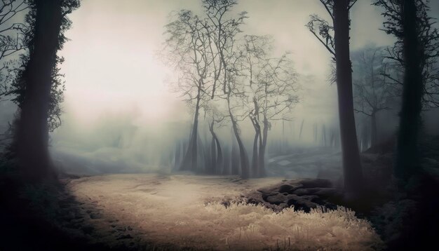 Photo foggy calm forest