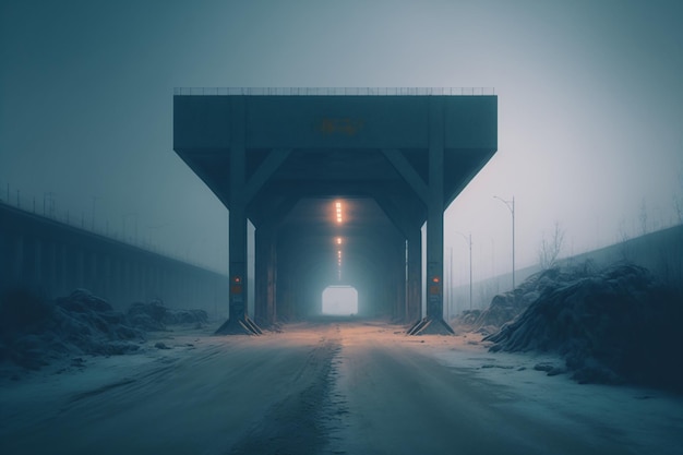 Foggy concrete apocalyptic world cinematic movie cold.