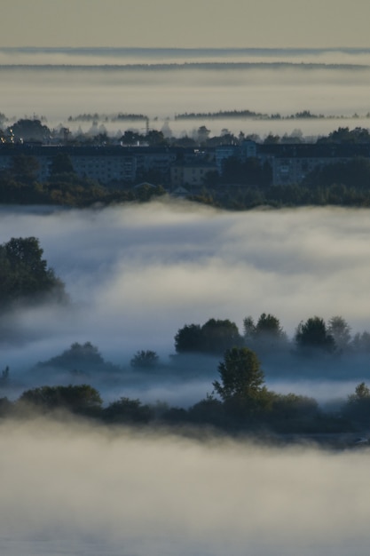 foggy dawn over the River Volga