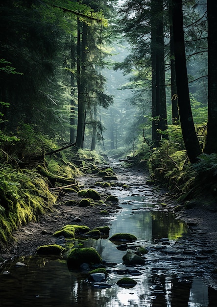 안개 숲 녹색 자연 산지 풍경