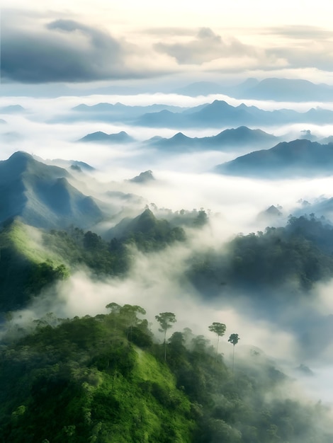 写真 ジャングルの霧の風景が生み出された