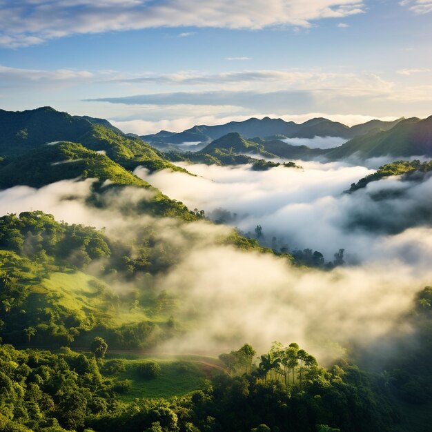 Foggy landscape in the jungle Fog and cloud mount