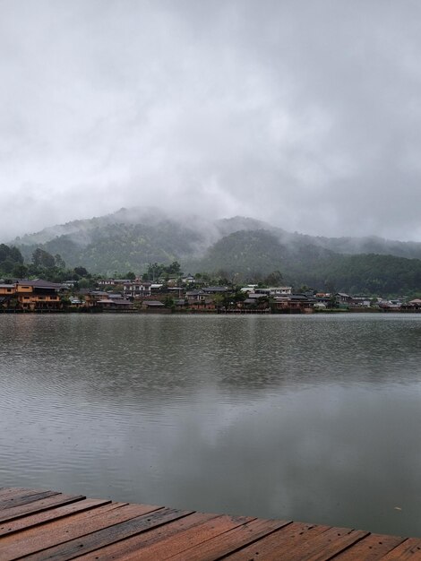 Foggy and misty view of Ban Rak Thai A Chinese Settlement In Mae Hong Son Thailand