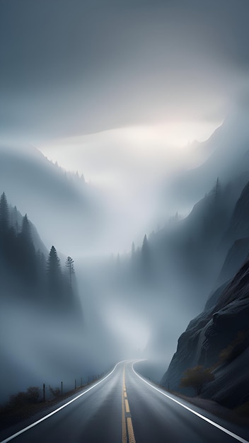 Foggy mountains landscape