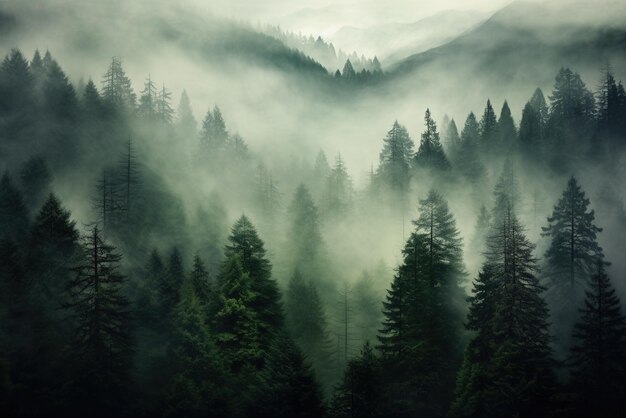 Foggy Mountains and Trees