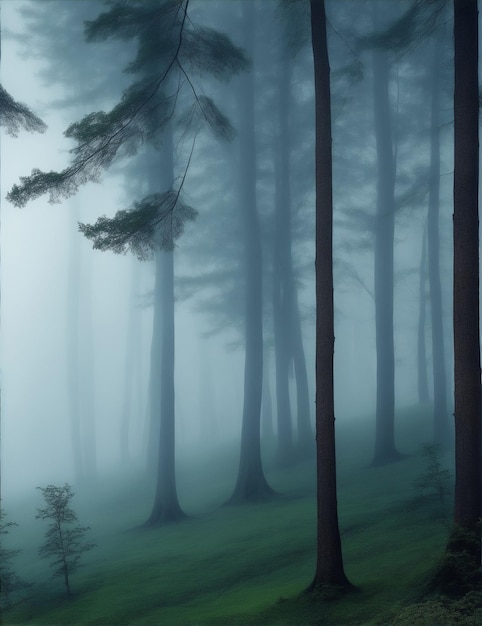 Foggy peaceful forest photo