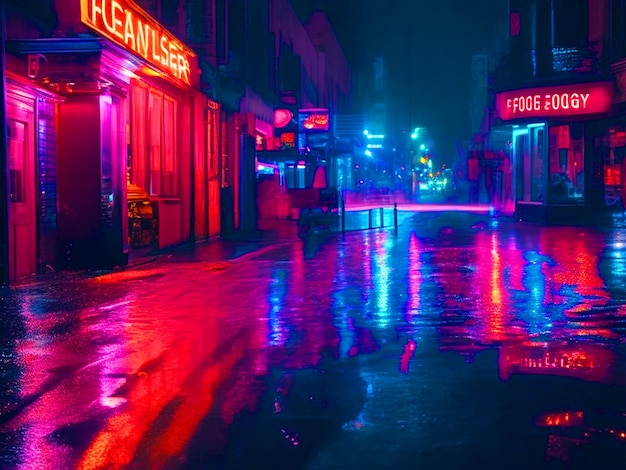 Photo foggy street photorealistic neon lights rain meter skins