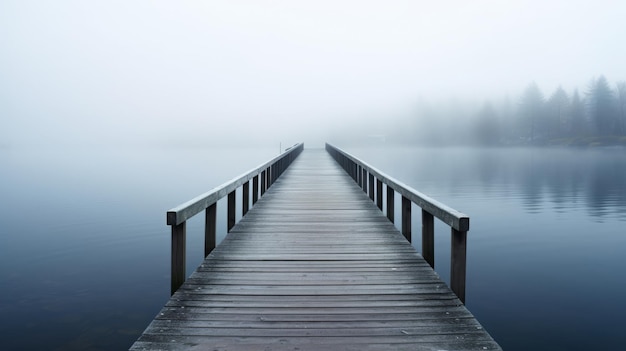 Foggy Tranquility Embracing the Enigmatic Beauty of a Pier on a Serene Lake AR 169