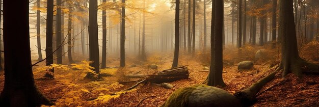 Fogy autumn forest