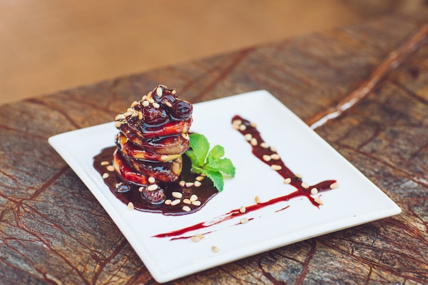 Foie Gras in a white plate.