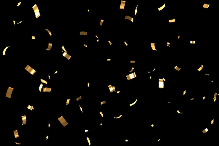 Photo foil confetti on black background
