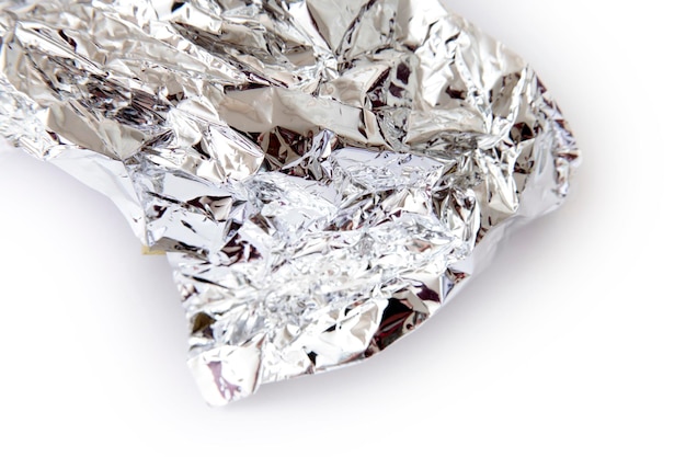 Foil silver crumpled metal aluminum texture background