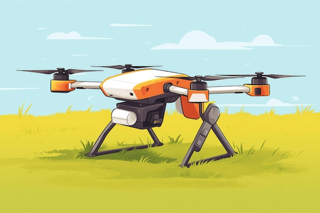 Photo a foldable drone on a grassy field