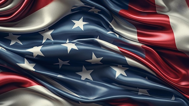 Сложенный американский флаг в качестве фона, вид сверху Генеративный ИИ
