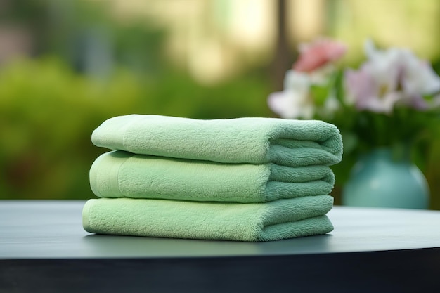 Folded clean towels