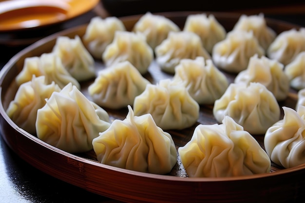 Folded dim sum dumplings before being cooked