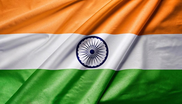 Folded flag of India with visible satin texturejpg