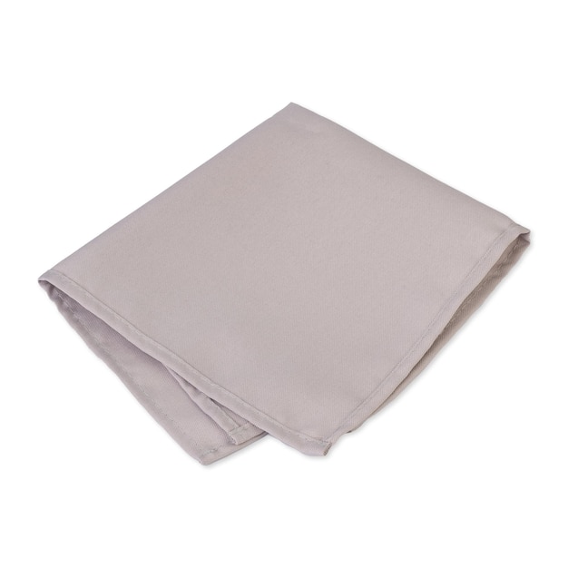 Folded grey tissue napkin isolated over white background