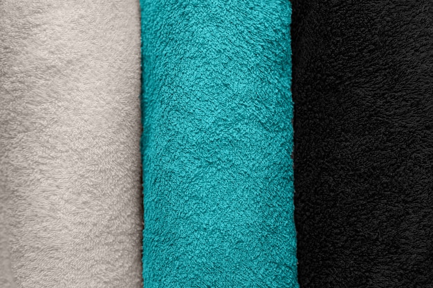 Folded multi-colored towels top view