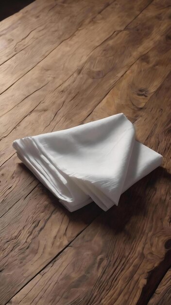 Folded napkin on wooden table