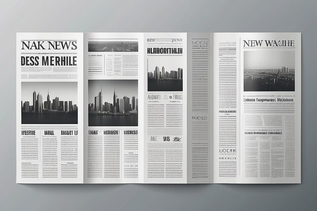 Photo folded newspaper mockup blank background for news page template