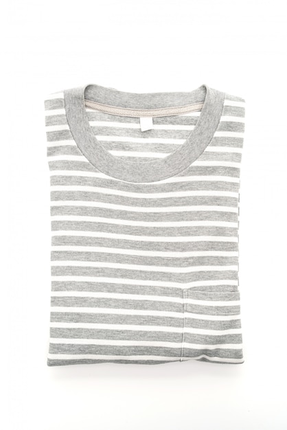 folded striped t-shirt on white